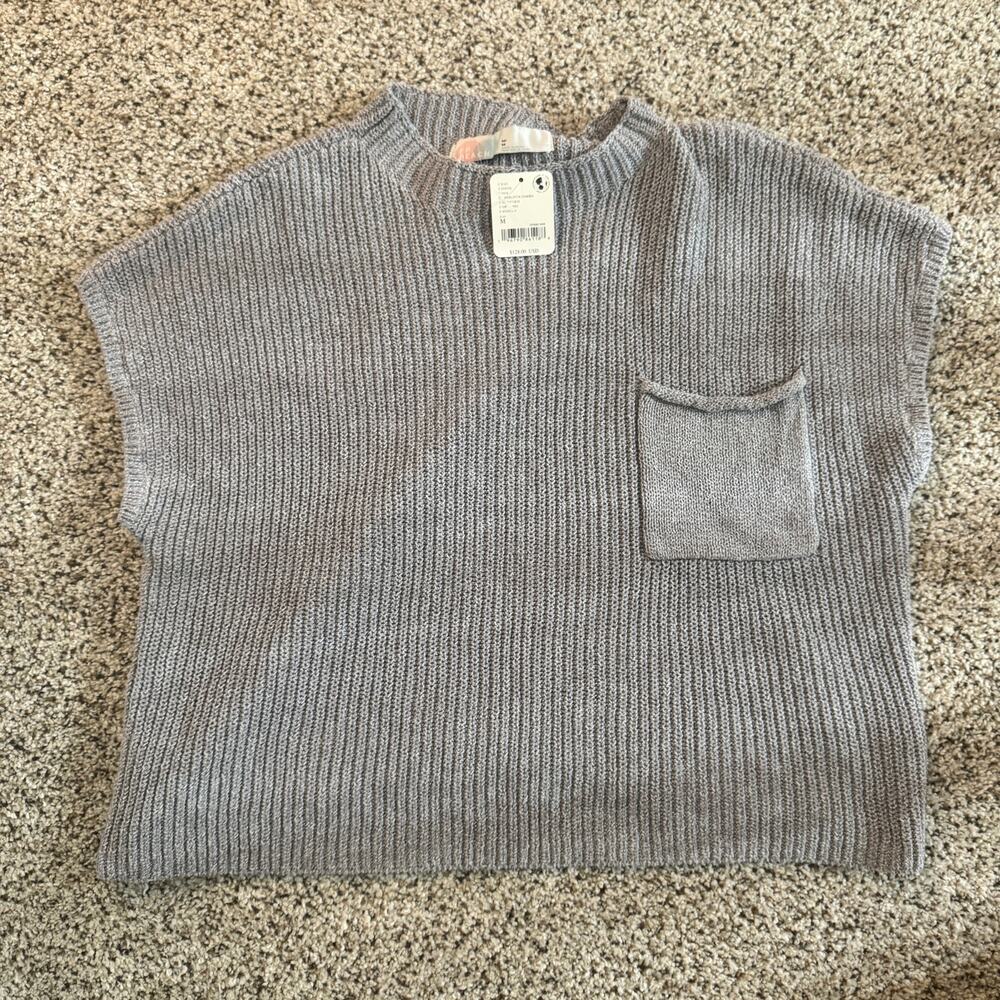 Free People NWT Beach Freya Sweater Womens Medium Gray Knit Top New